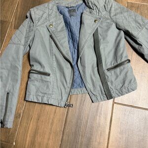Quilted Moto Jacket in Slate Gray